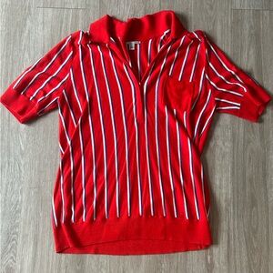 Red Striped Vintage Women's Top